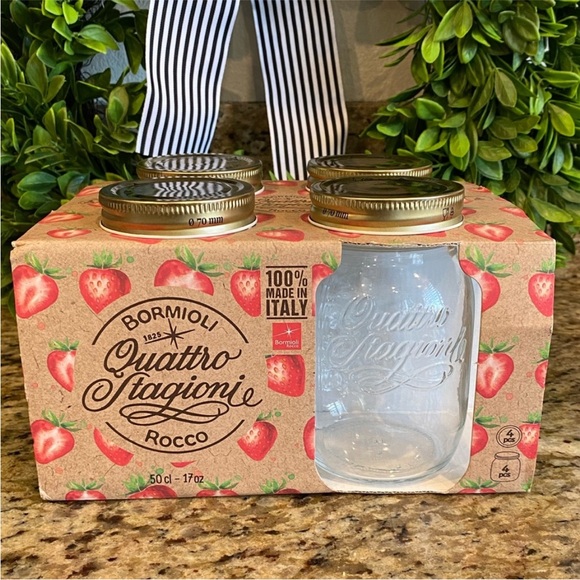 NWT Bormioli Rocco Quattro Stagioni Glass Jars 4- PCS - Picture 1 of 3